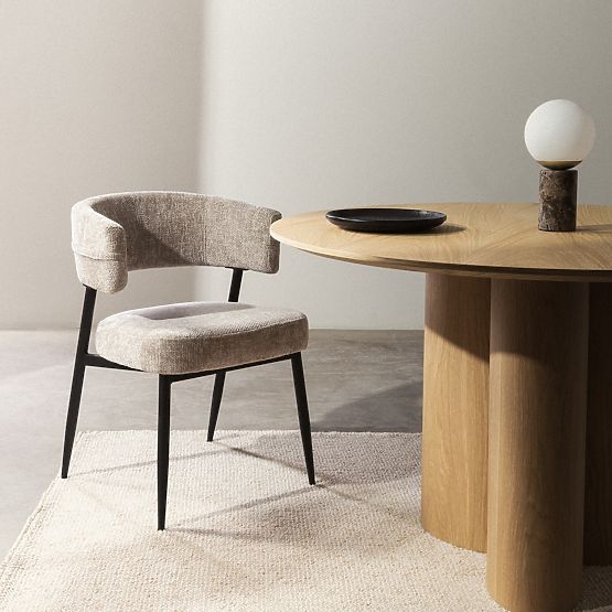 Tapicerowane krzesło Rosario beżowe/czarne nogi