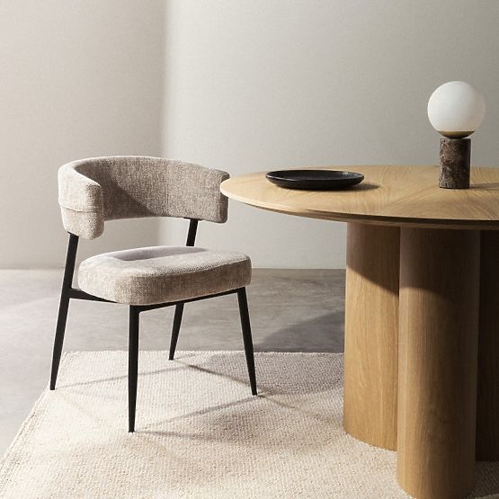 Tapicerowane krzesło Rosario beżowe/czarne nogi