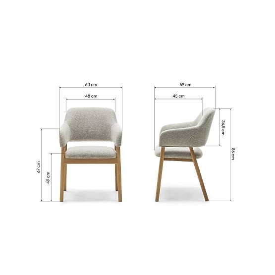 Tapicerowane krzesło Sanremo jasnoszare, boucle/dąb