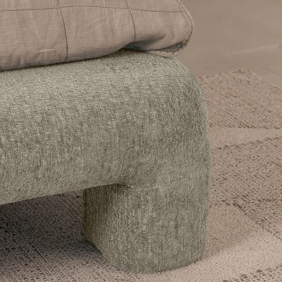 Tapicerowane łóżko Rolly 160x200 cm, z stelażem, zaokrąglone, jasnoszare