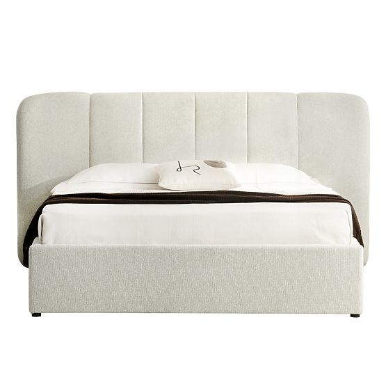 Tapicerowane łóżko Snoovia 160x200 cm, z stelażem i schowkiem, jasnobeżowe