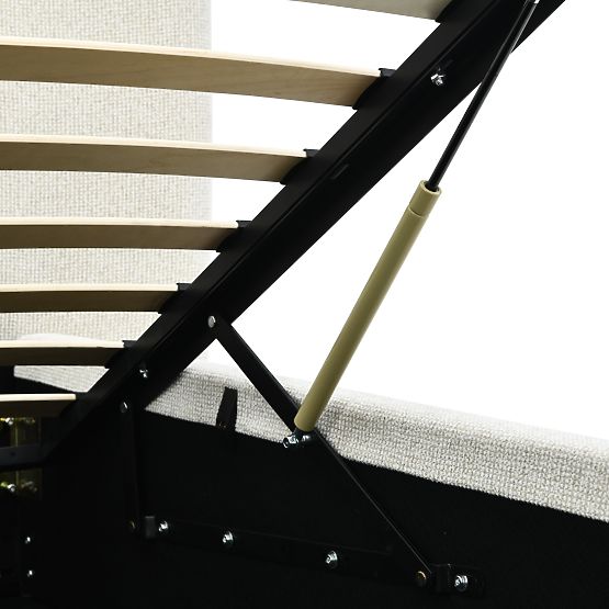 Tapicerowane łóżko Snoovia 160x200 cm, z stelażem i schowkiem, jasnobeżowe