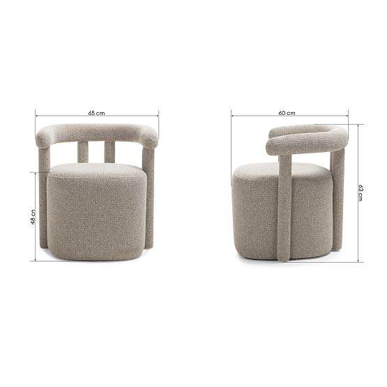 Tapicerowany fotel Glen szary, zaokrąglone kształty