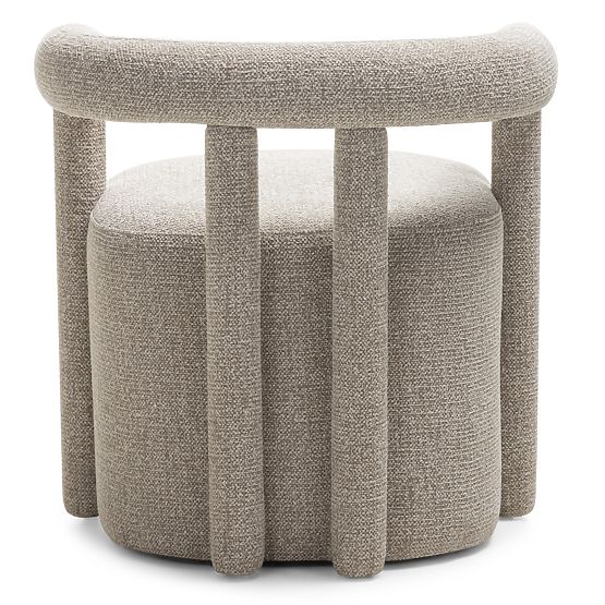 Tapicerowany fotel Glen szary, zaokrąglone kształty