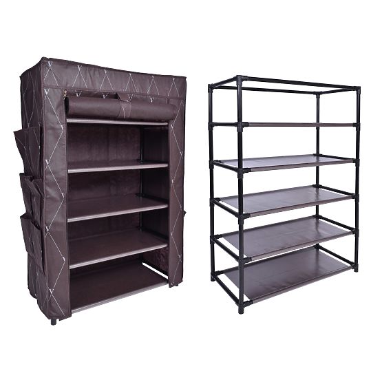 Tekstylna szafka na obuwie Vitto - brązowa