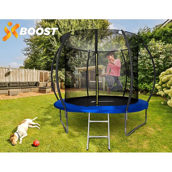 Trampolina z siatką i drabinką HENZEN 244 cm niebieska FT 8