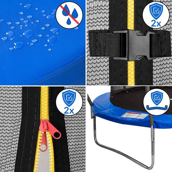 Trampolina z siatką ochronną i drabinką HENZEN 305 cm niebieska FT10