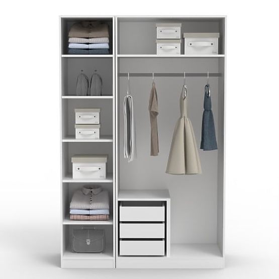 Trzydrzwiowa szafa Neroli, lustro/panel łukowy, biała