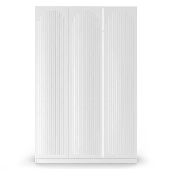 Trzydrzwiowa szafa Neroli, rowki w łuku, biała