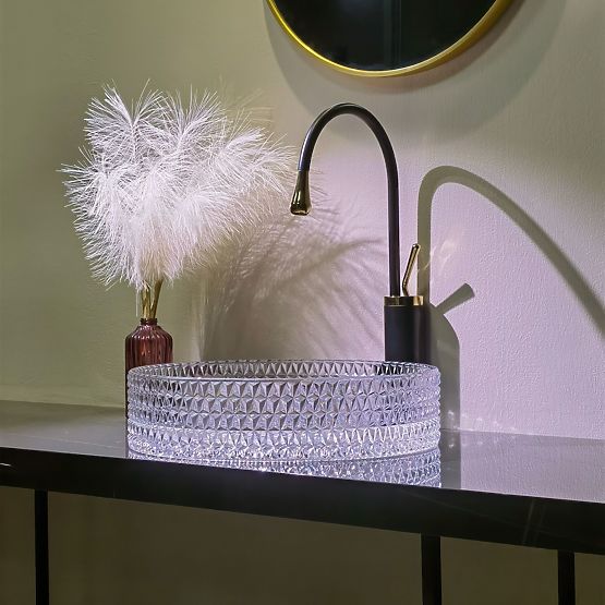 Umywalka meblowa Rea Cristal Transparent 39