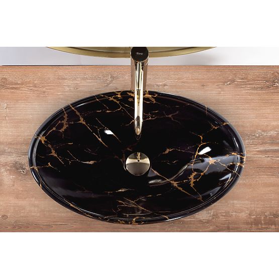 Umywalka nablatowa REA Pamela Black Marble Shiny