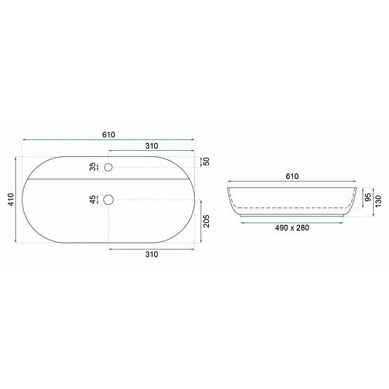 Umywalka REA Aura 61 L.Blue Shiny