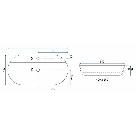 Umywalka REA Aura 61 Marmo Shiny