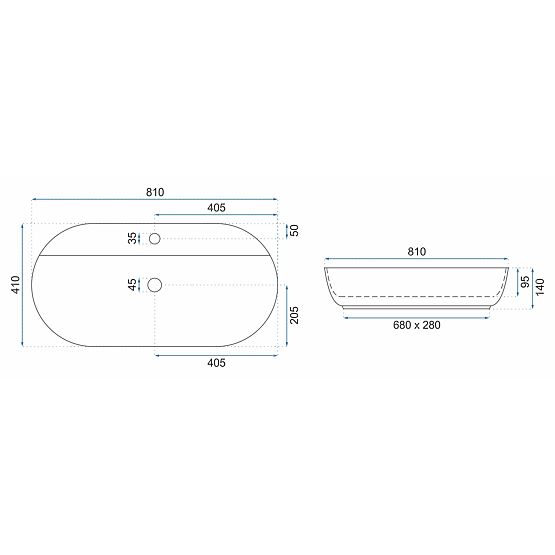 Umywalka REA Aura 81 Na blat