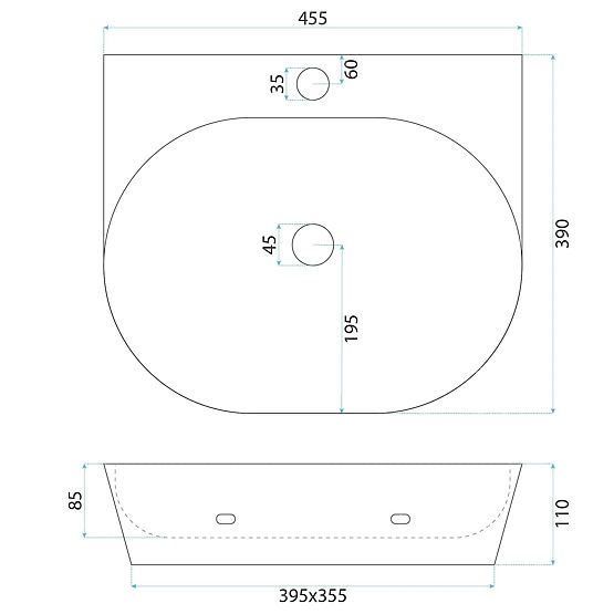 Umywalka ścienna / nablatowa Rea Kim 46