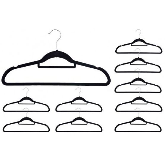 Welwetowe wieszaki Maxi zestaw 10 szt. - czarne