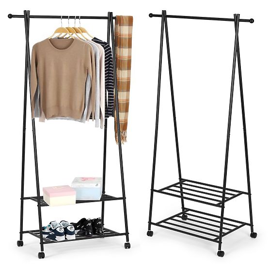 Wieszak stojący z 2 półkami na ubrania i buty ModernHome