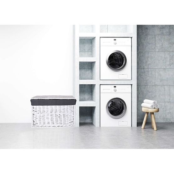 Wiklinowa skrzynia 76x46x46 cm - 160L - biało-szara