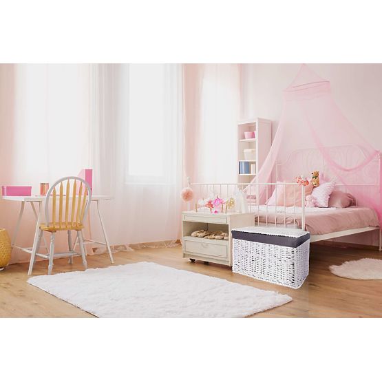 Wiklinowa skrzynia 76x46x46 cm - 160L - biało-szara