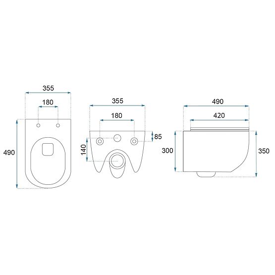 Wisząca misa WC Rea Carlo Mini Tornado NF CZARNY MAT