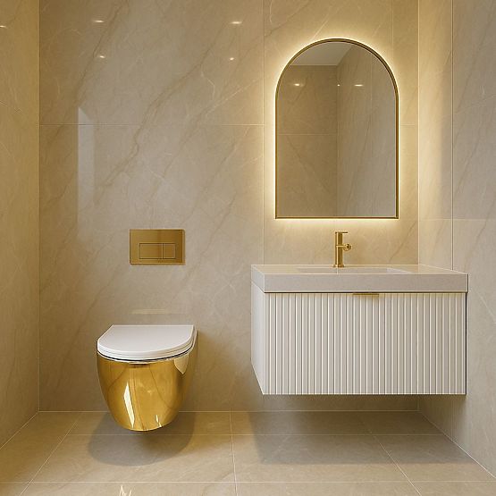 Wisząca misa WC Rea Carlo Mini Tornado NF Złota Biała