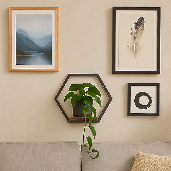 Wisząca półka na kwiaty dekoracyjna loft hexagon ModernHome