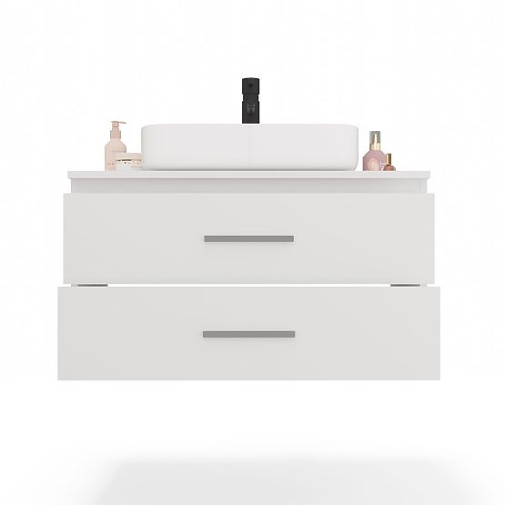 WISZĄCA SZAFKA ŁAZIENKOWA NEL 80 BIAŁA Z 2 SZUFLADAMI POD UMYWALKĘ