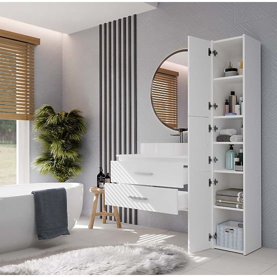 WISZĄCA SZAFKA ŁAZIENKOWA NEL 80 BIAŁA Z 2 SZUFLADAMI POD UMYWALKĘ