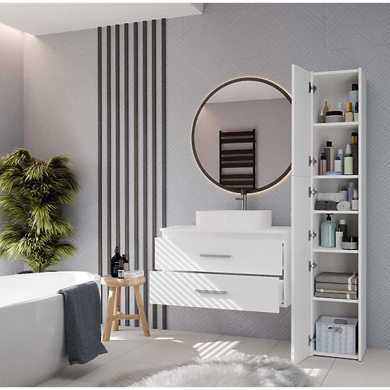 WISZĄCA SZAFKA ŁAZIENKOWA NEL 80 BIAŁA Z 2 SZUFLADAMI POD UMYWALKĘ