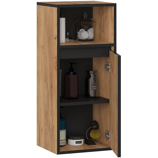 WISZĄCA SZAFKA ŁAZIENKOWA VAMI W35 1D 1W DĄB CRAFT / CZARNY