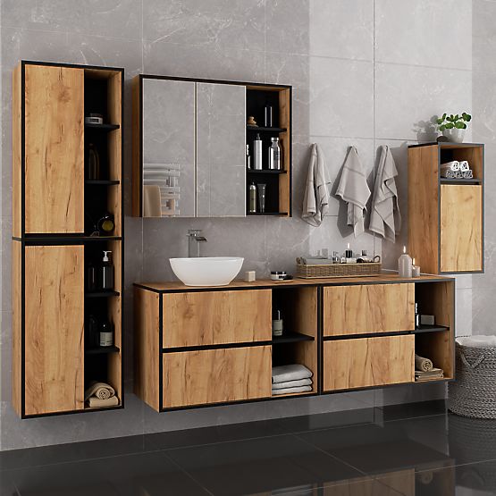 WISZĄCA SZAFKA ŁAZIENKOWA VAMI W35 1D 1W DĄB CRAFT / CZARNY