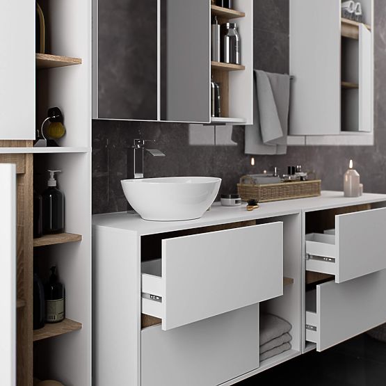 WISZĄCA SZAFKA ŁAZIENKOWA VAMI W50 2D 6P BIAŁA / DĄB SONOMA