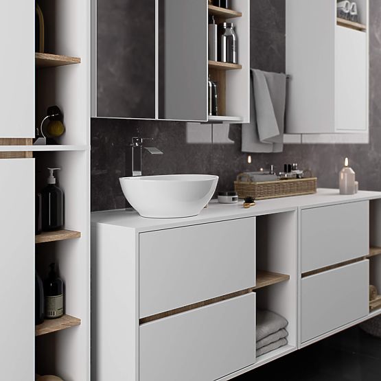 WISZĄCA SZAFKA ŁAZIENKOWA VAMI W50 2D 6P BIAŁA / DĄB SONOMA