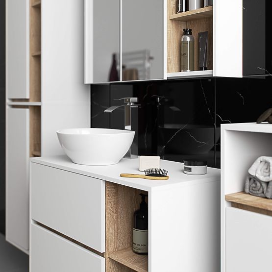 WISZĄCA SZAFKA ŁAZIENKOWA VAMI W50 2D 6P BIAŁA / DĄB SONOMA