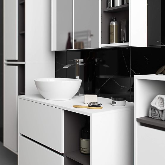 WISZĄCA SZAFKA ŁAZIENKOWA VAMI W50 2D 6P BIAŁA / GRAFITOWA SZARA