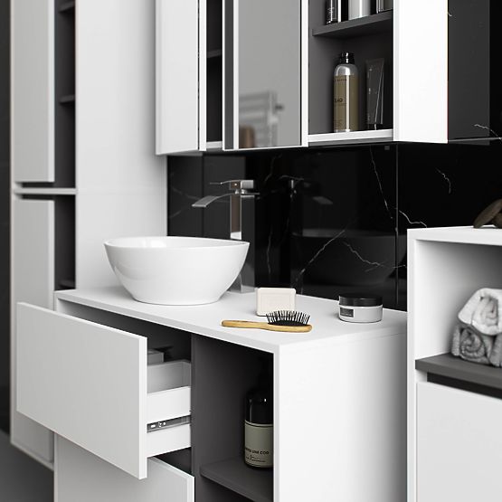 WISZĄCA SZAFKA ŁAZIENKOWA VAMI W50 2D 6P BIAŁA / GRAFITOWA SZARA