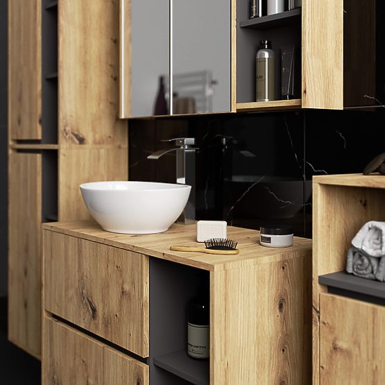 WISZĄCA SZAFKA ŁAZIENKOWA VAMI W50 2D 6P DĄB ARTISAN / GRAFIT SZARY