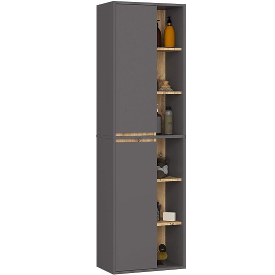 WISZĄCA SZAFKA ŁAZIENKOWA VAMI W50 GRAFITOWY SZARY / DĄB ARTISAN