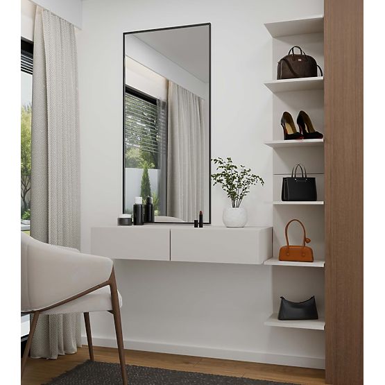 Wisząca Toaletka Kosmetyczna MIKA 110 cm 2 Szuflady do Sypialni KAŠMÍR Beżowy