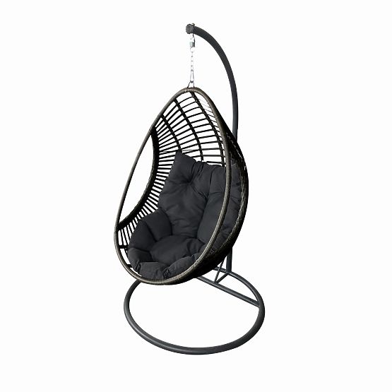 Wiszące krzesło BELLISSIMO (Krzesło + stelaż) z szarego technoratanu, pokrowiec GRATIS