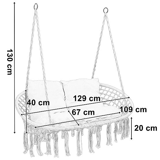 Wiszące krzesło Bocianie Gniazdo LAGOS szare z poduszkami
