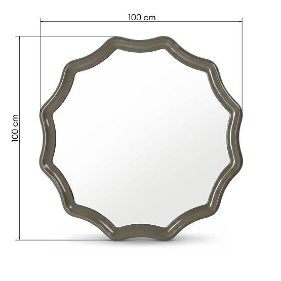 Wiszące lustro Luppo, zielono-szare, błyszczące