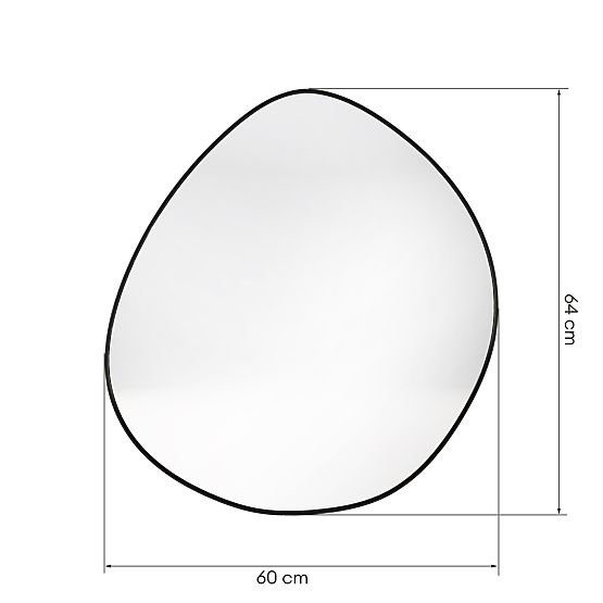 Wiszące lustro w czarnej ramie Alonzo, 64x60 cm, nieregularny kształt