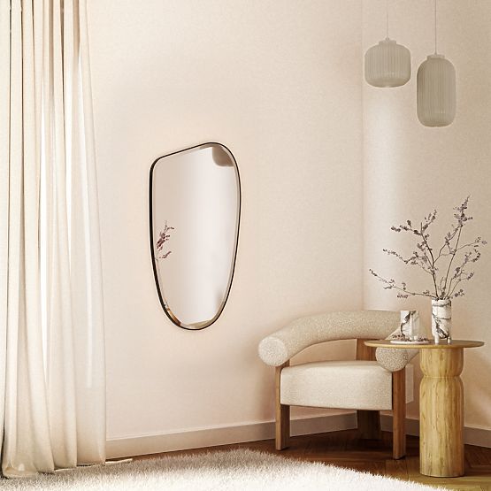 Wiszące lustro w czarnej ramie Frivatti, 60x100 cm, nieregularny kształt
