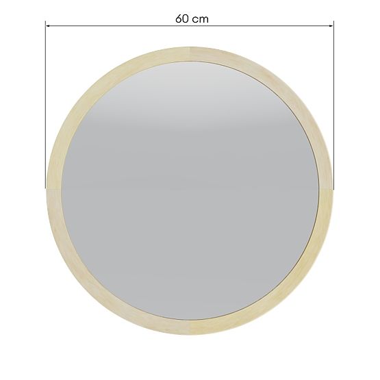 Wiszące lustro w drewnianej ramie Sesto 60 cm, okrągłe, naturalne