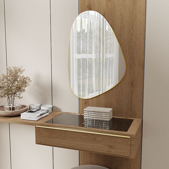 Wiszące lustro w złotej ramie Libia, 76x51 cm, nieregularny kształt