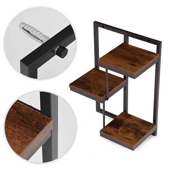 Wiszący kwietnik ścienny półka na kwiaty dekoracja 3 poziomy loft ModernHome