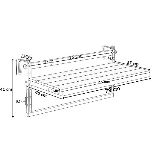 Wiszący stolik balkonowy AGATTI BIS STONEWOOD