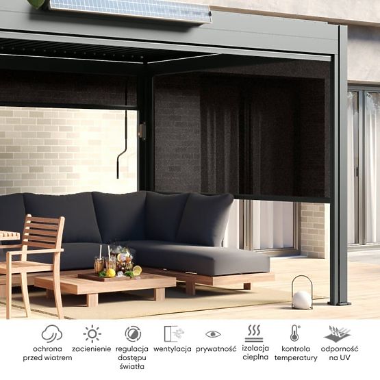 Wolnostojąca pergola ogrodowa Antilla z aluminium, 6x3 m, bioklimatyczna, ruchome lamele, antracyt