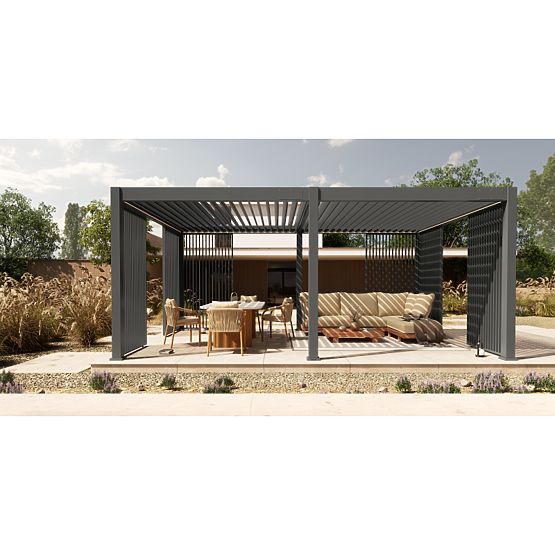 Wolnostojąca pergola ogrodowa Lumera z aluminium, 4x6 m, bioklimatyczna, oświetlenie LED, elektryczn